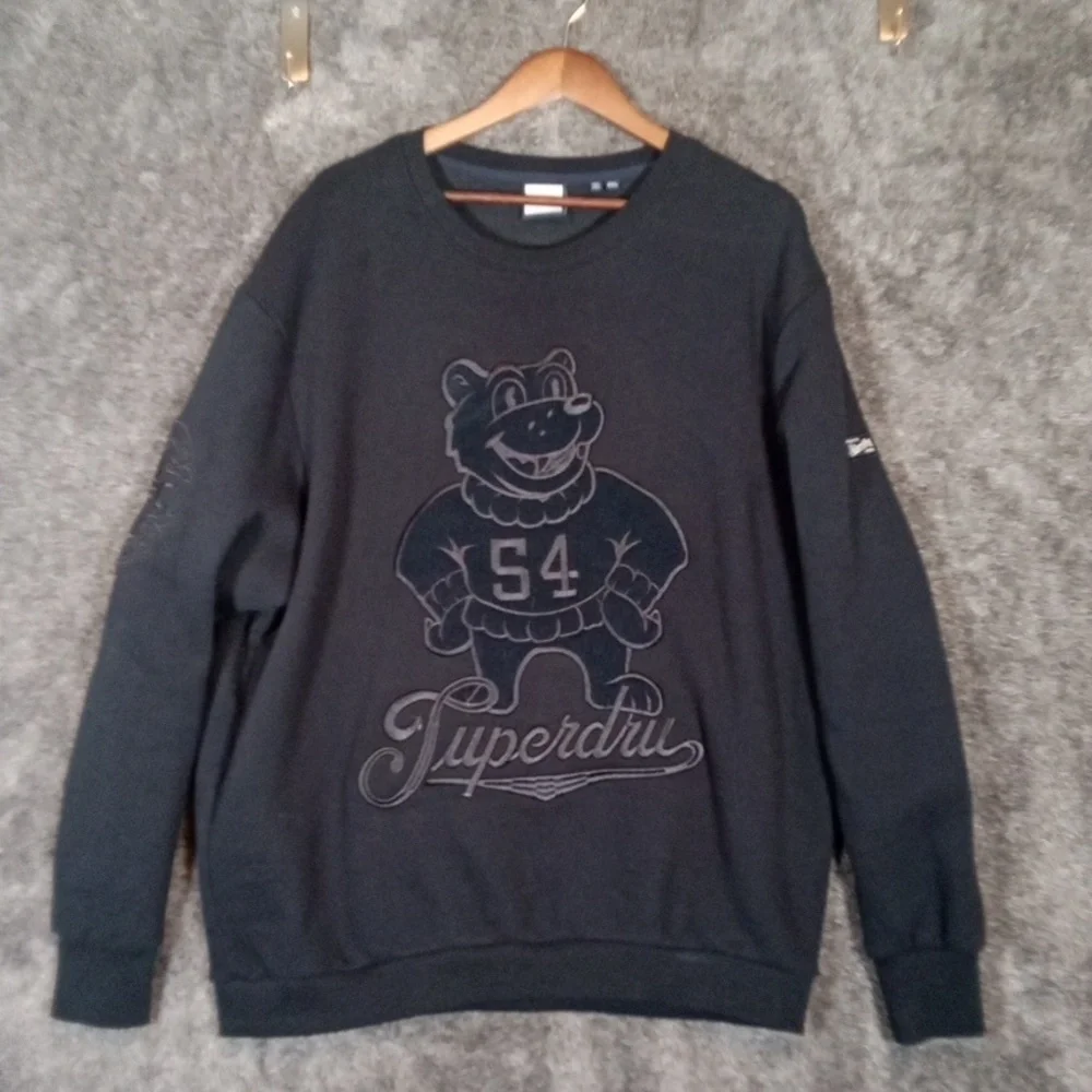Superdry Collegiate Bear Graphic Men's Crewneck Sweater Eclipse Navy Size 2XL
